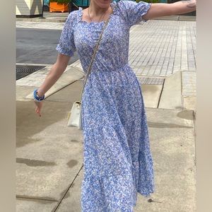 Monteau Blue and white floral long dress